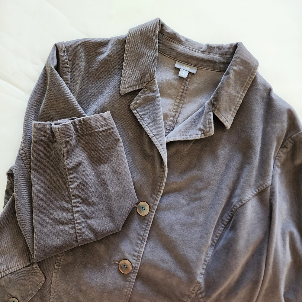 J Jill Corduroy Blazer Jacket Womens Medium Gray Cotton Blend‎ Career